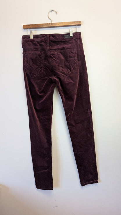 AG Adriano Goldschmied The Farrah Skinny Corduroy Pants Size 28R