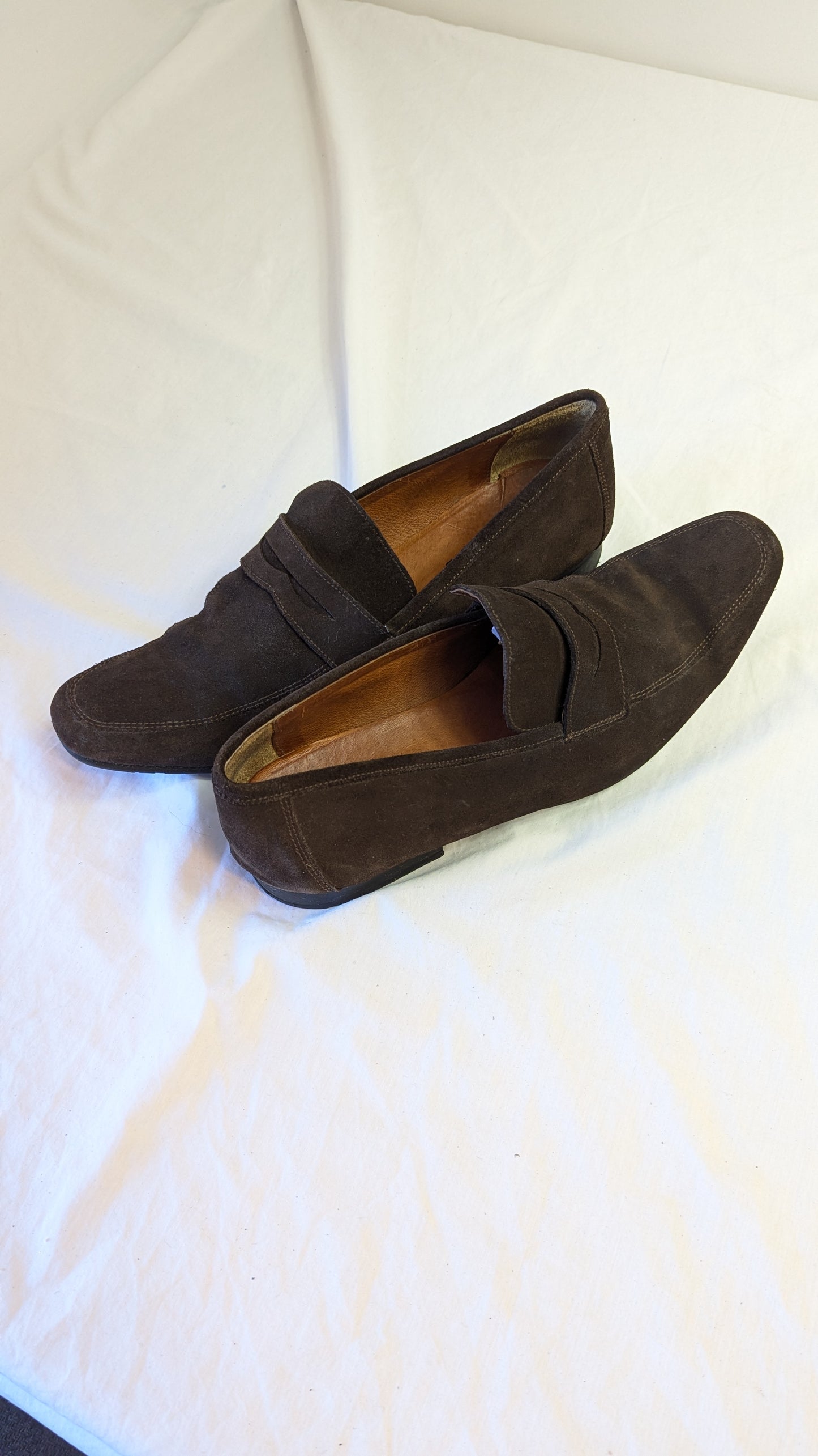 J. Mac. Gray Brown Suede Loafers Size 43