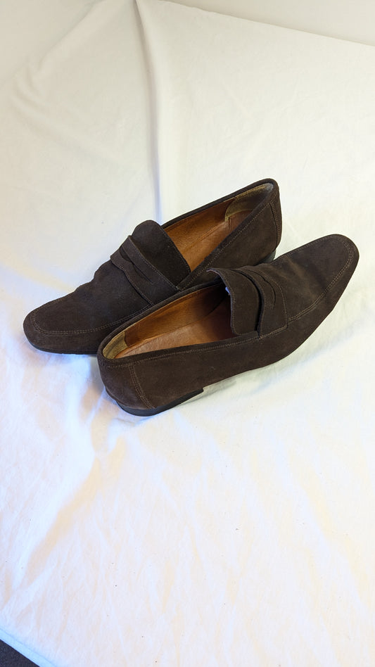 J. Mac. Gray Brown Suede Loafers Size 43