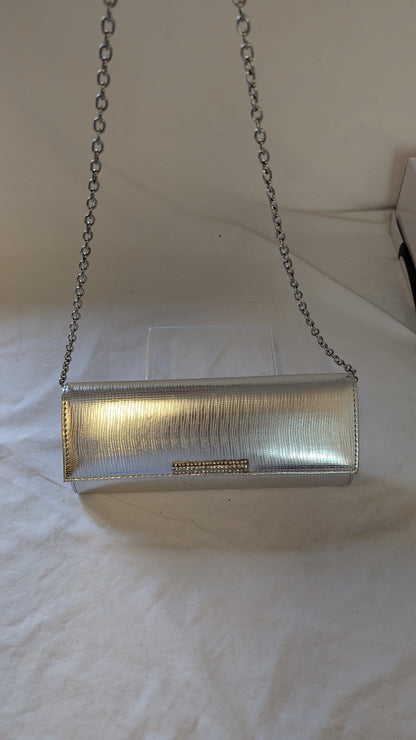 Nine West Silver Strappy Heels and Matching Clutch Set