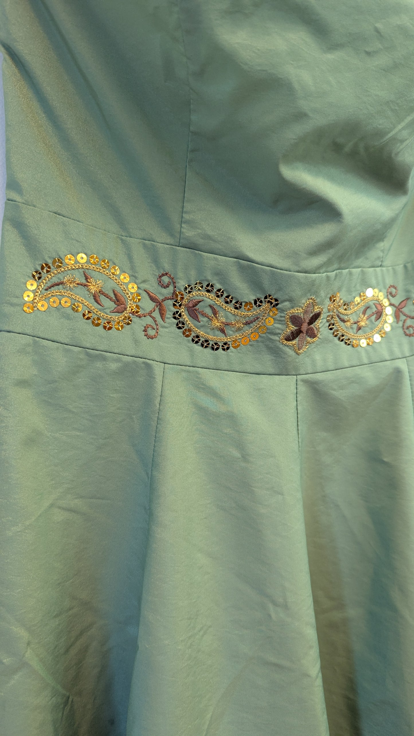 Lush Strapless Sage Green Dress w Sequin Waist Size S