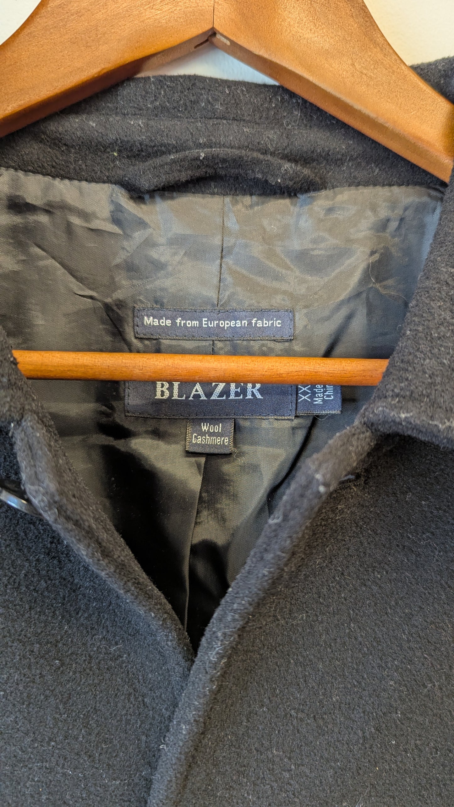 BLAZER Wool Cashmere Blend Black Coat Jacket XXL