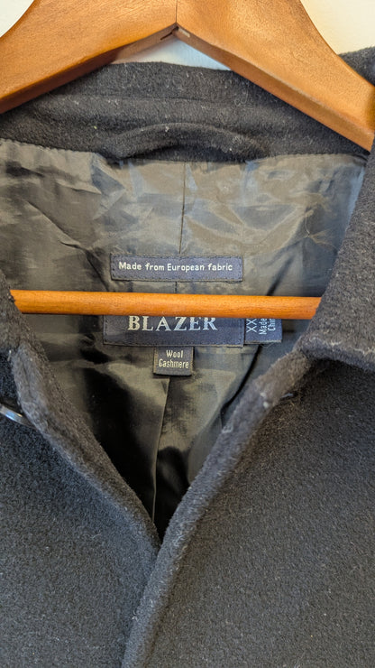 BLAZER Wool Cashmere Blend Black Coat Jacket XXL