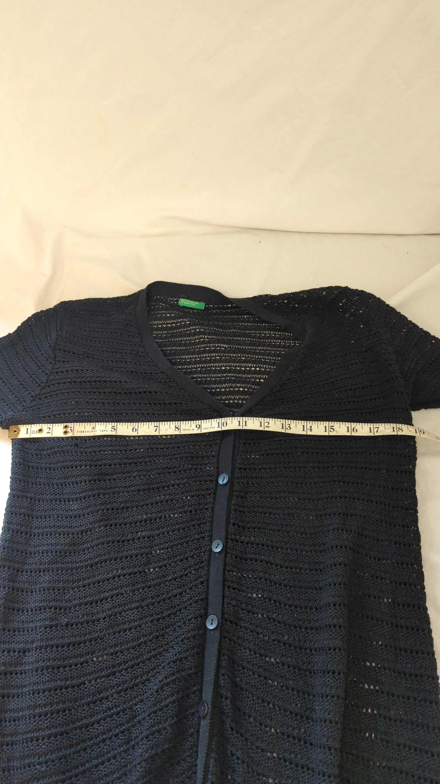 United Colors of Benetton Long Black Crochet Cardigan