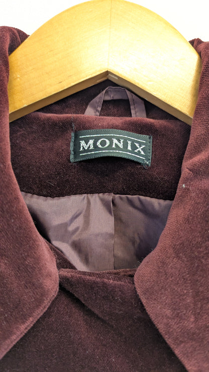 Monix Burgundy Velvet Double-Breasted Pea Coat