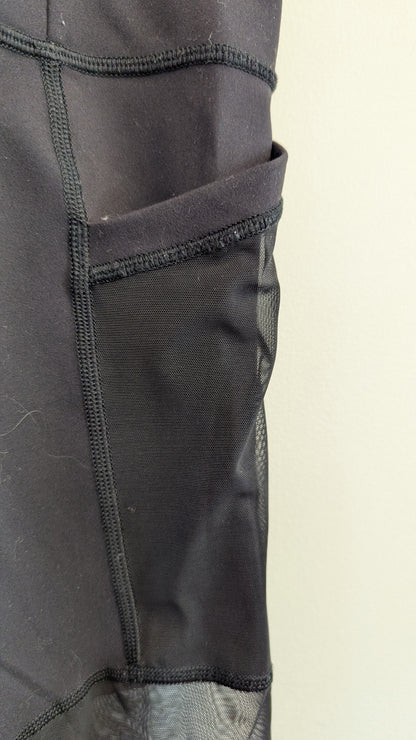 Lululemon Black Athletic Leggings with Mesh Panels and Pockets