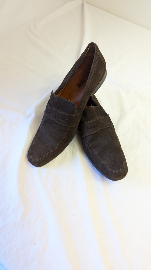 J. Mac. Gray Brown Suede Loafers Size 43
