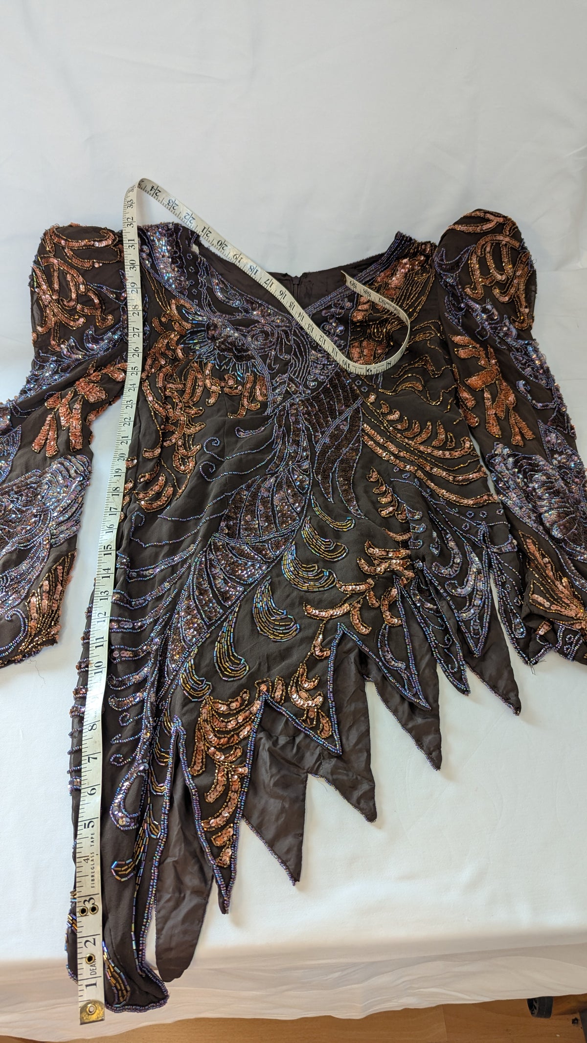 Vintage Beaded and Sequined Asymmetrical Top