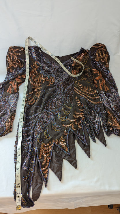 Vintage Beaded and Sequined Asymmetrical Top