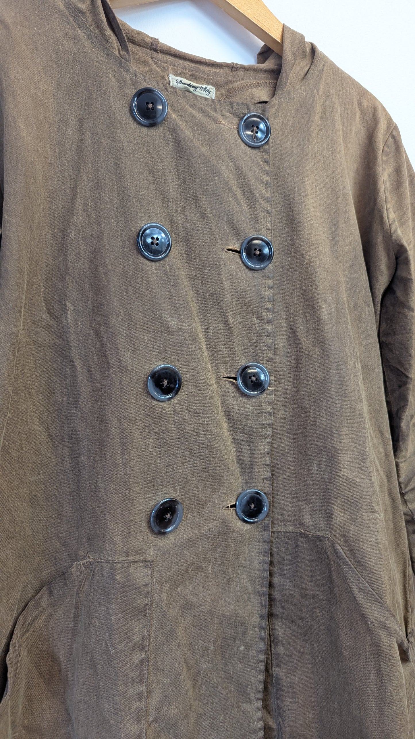 Smoking Lily Hooded Double-Breasted Jacket