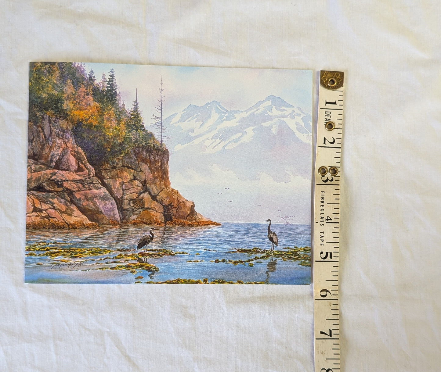 Gordon Henschel Gone Fishin' Heron Coastal Mountain Art Print Post card