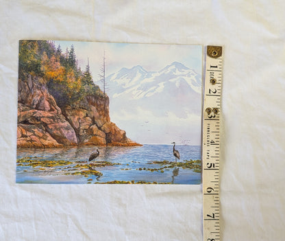 Gordon Henschel Gone Fishin' Heron Coastal Mountain Art Print Post card