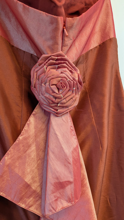 Cake Clothing Rust Two-Tone Strapless Dress Rose Detail Size M
