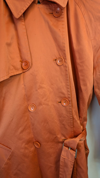 Burnt Orange Double-Breasted Trench Coat Size 16