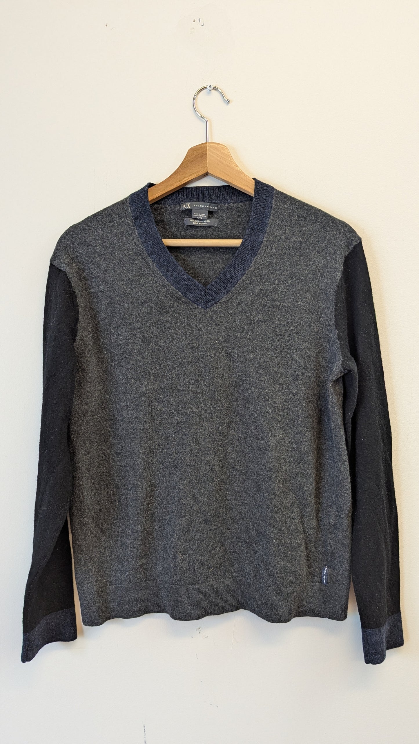 Armani Exchange XL Merino Wool V-Neck Sweater