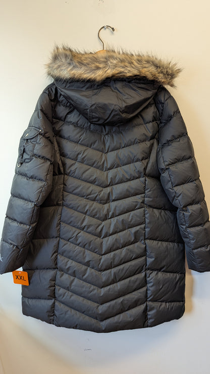 Eddie Bauer Black Puffer Coat XXL Faux Fur Hood