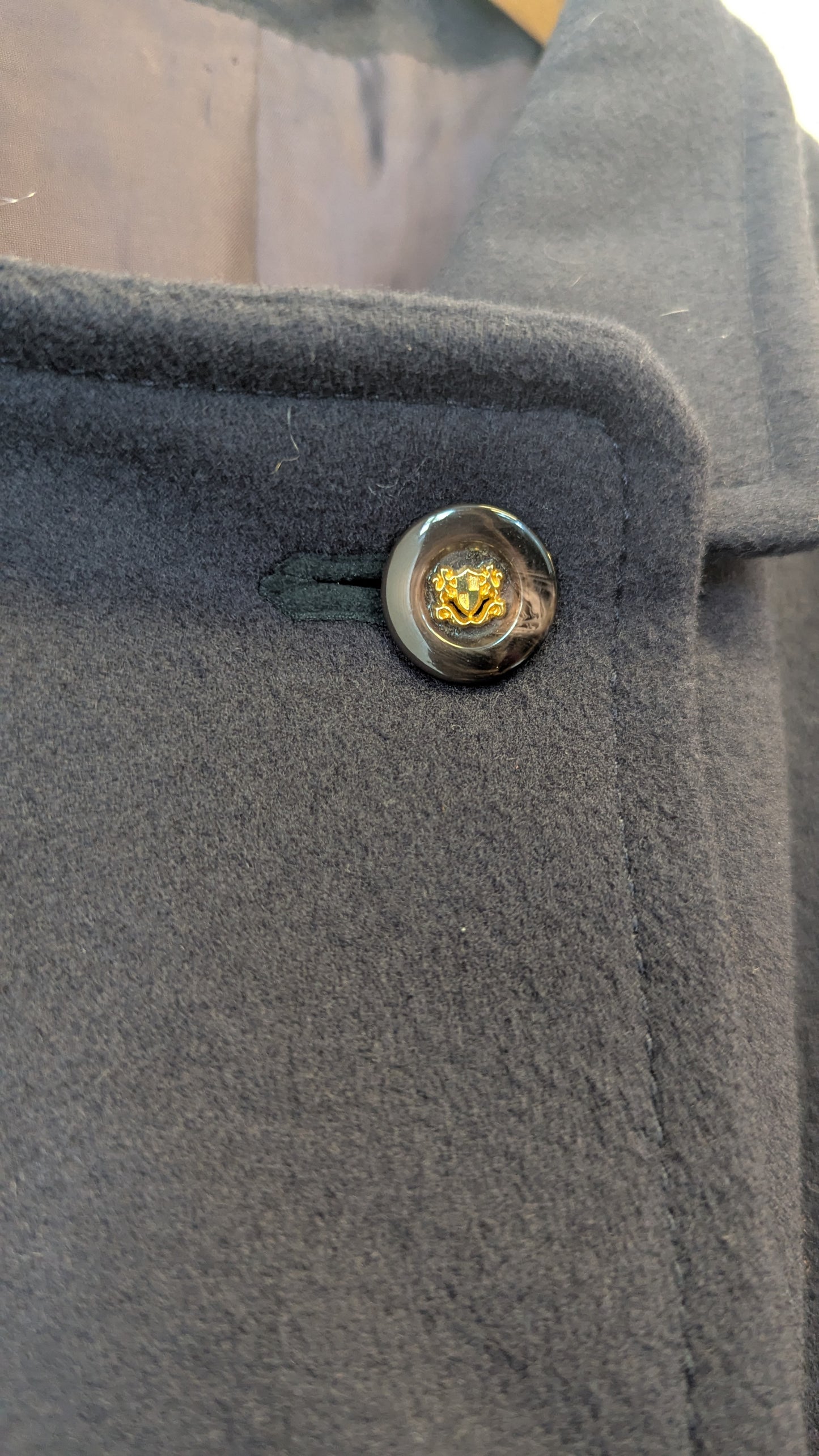 Navy Blue Double-Breasted Wool Coat Size 48