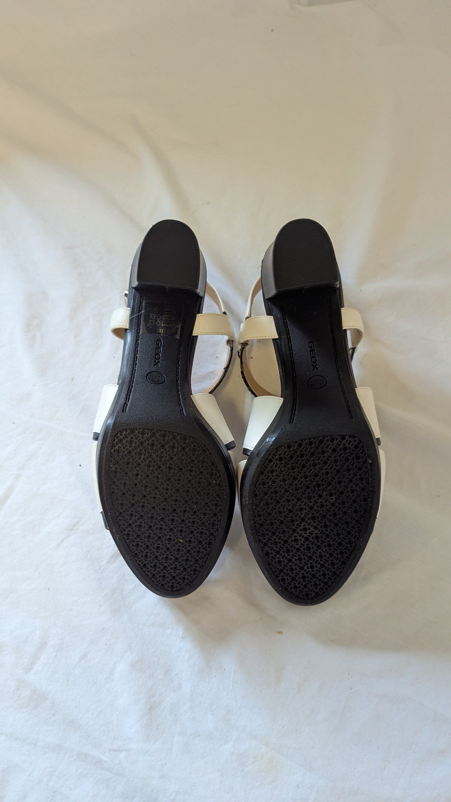 Geox Respira Black and White Slingback Platform Sandals
