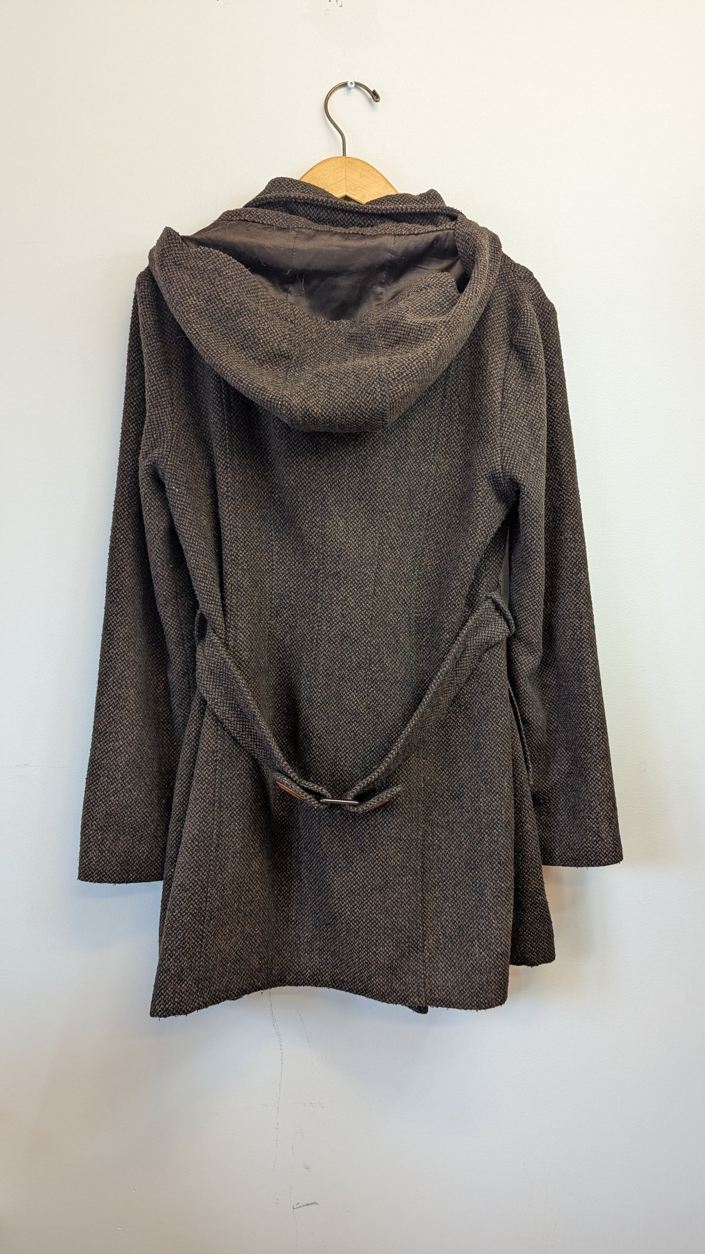 Lost & Found Brown Tweed Hooded Pea Coat Size L