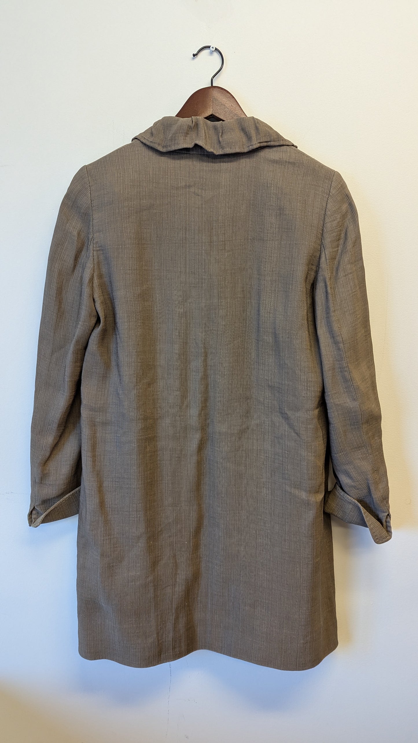 Elie Tahari Ruffled Collar Coat Jacket Brown Taupe