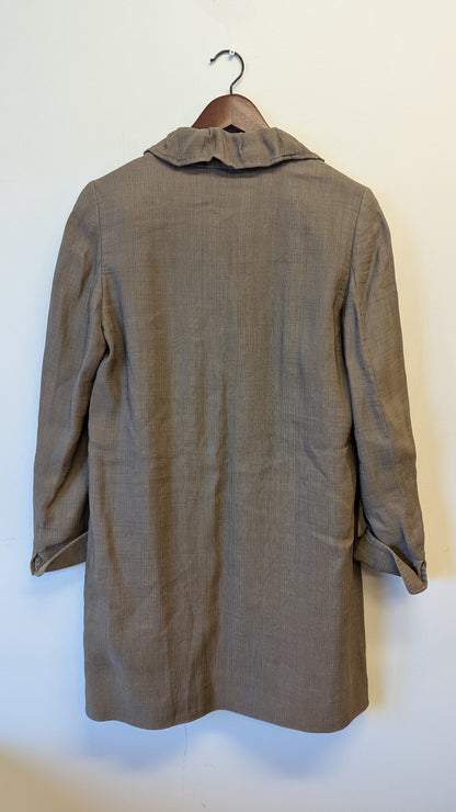 Elie Tahari Ruffled Collar Coat Jacket Brown Taupe