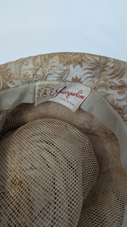 Vintage Jacqueline Original Toronto Gold and Silver Brocade Hat
