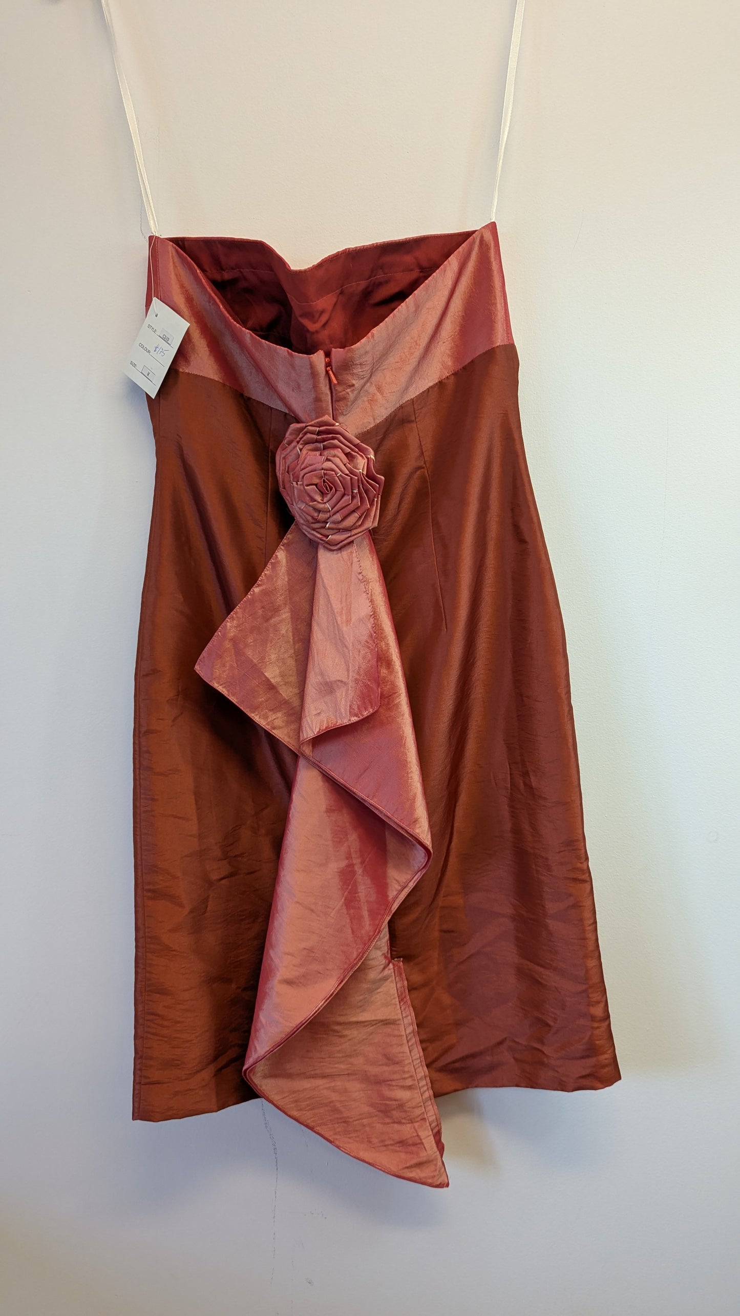 Cake Clothing Rust Two-Tone Strapless Dress Rose Detail Size M