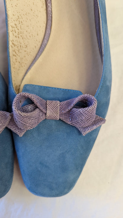 Donald J Pliner Blue Suede Slingback Kitten Heels