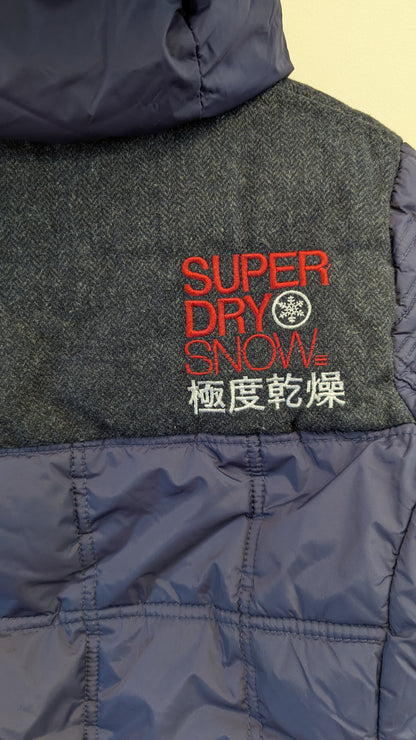Superdry Snow Pro Navy Puffer Ski Jacket Faux Fur Hood