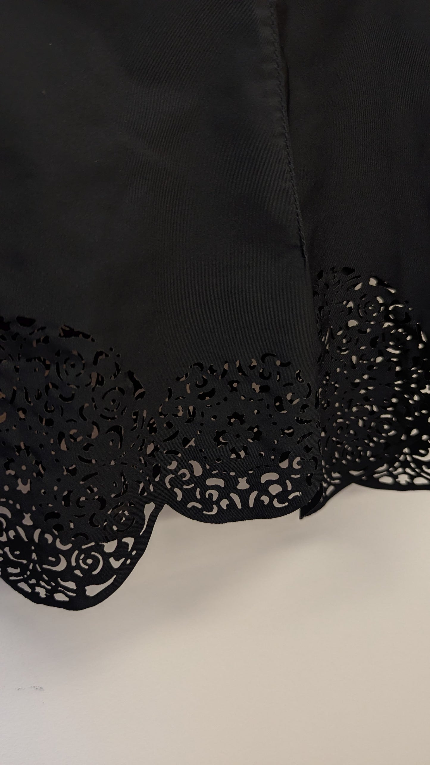 Lila Baday Black Blouse Size 10 Scalloped Hem