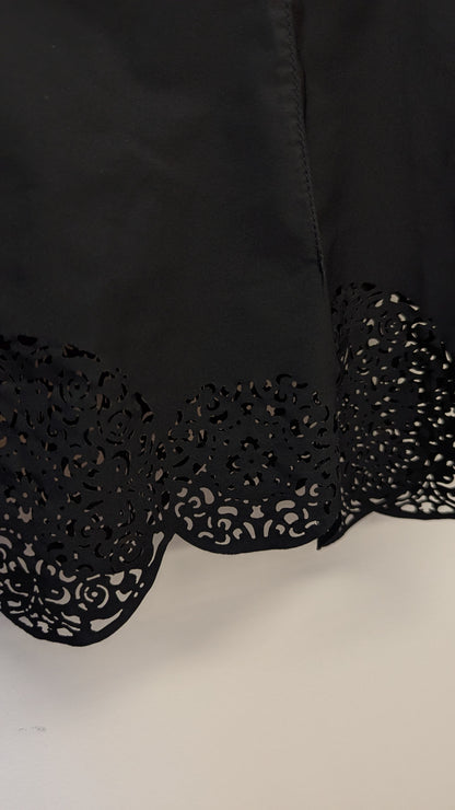 Lila Baday Black Blouse Size 10 Scalloped Hem