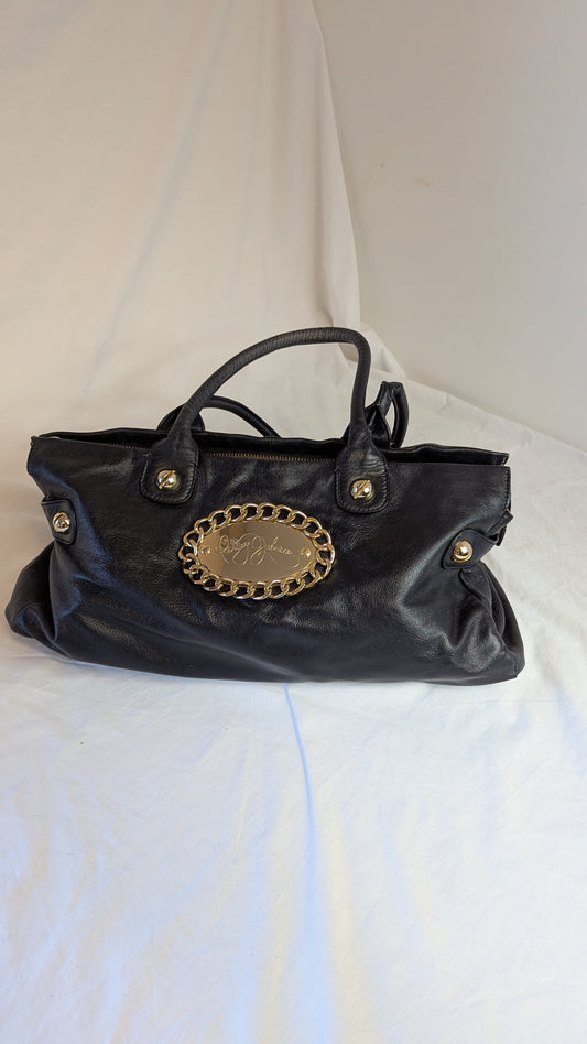 Betsey Johnson black handbag w gold chain detail