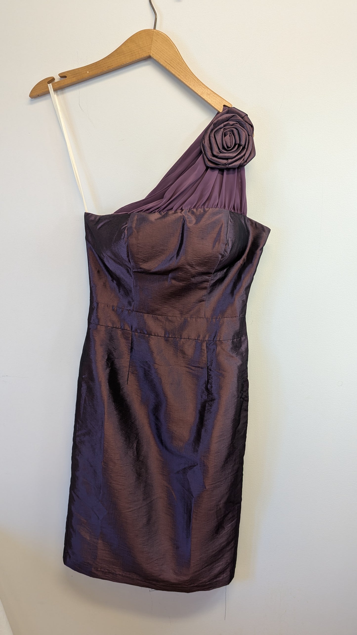 Cake Purple One Shoulder Dress S with Rose Detail