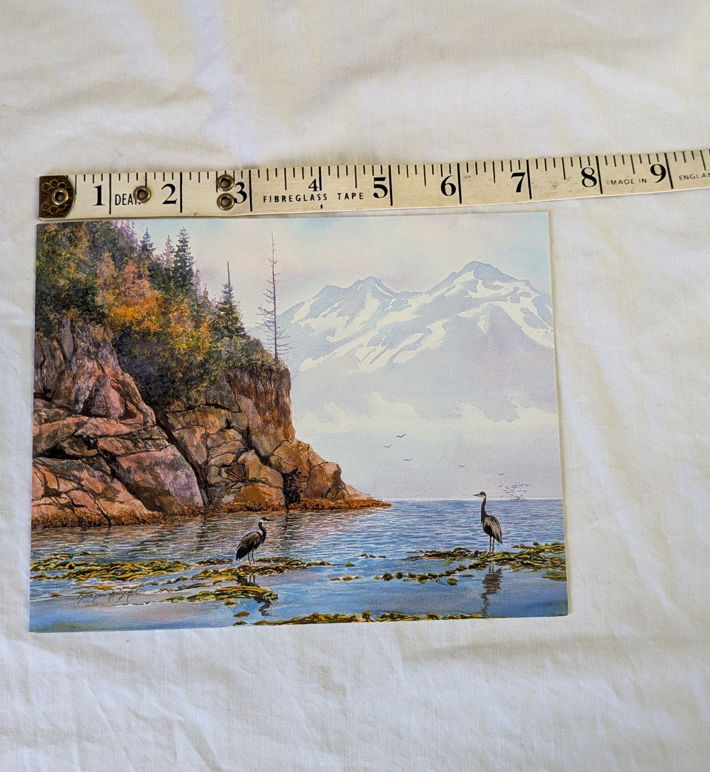 Gordon Henschel Gone Fishin' Heron Coastal Mountain Art Print Post card