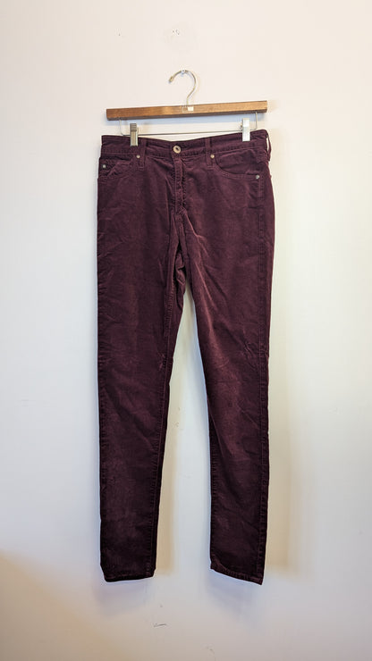 AG Adriano Goldschmied The Farrah Skinny Corduroy Pants Size 28R