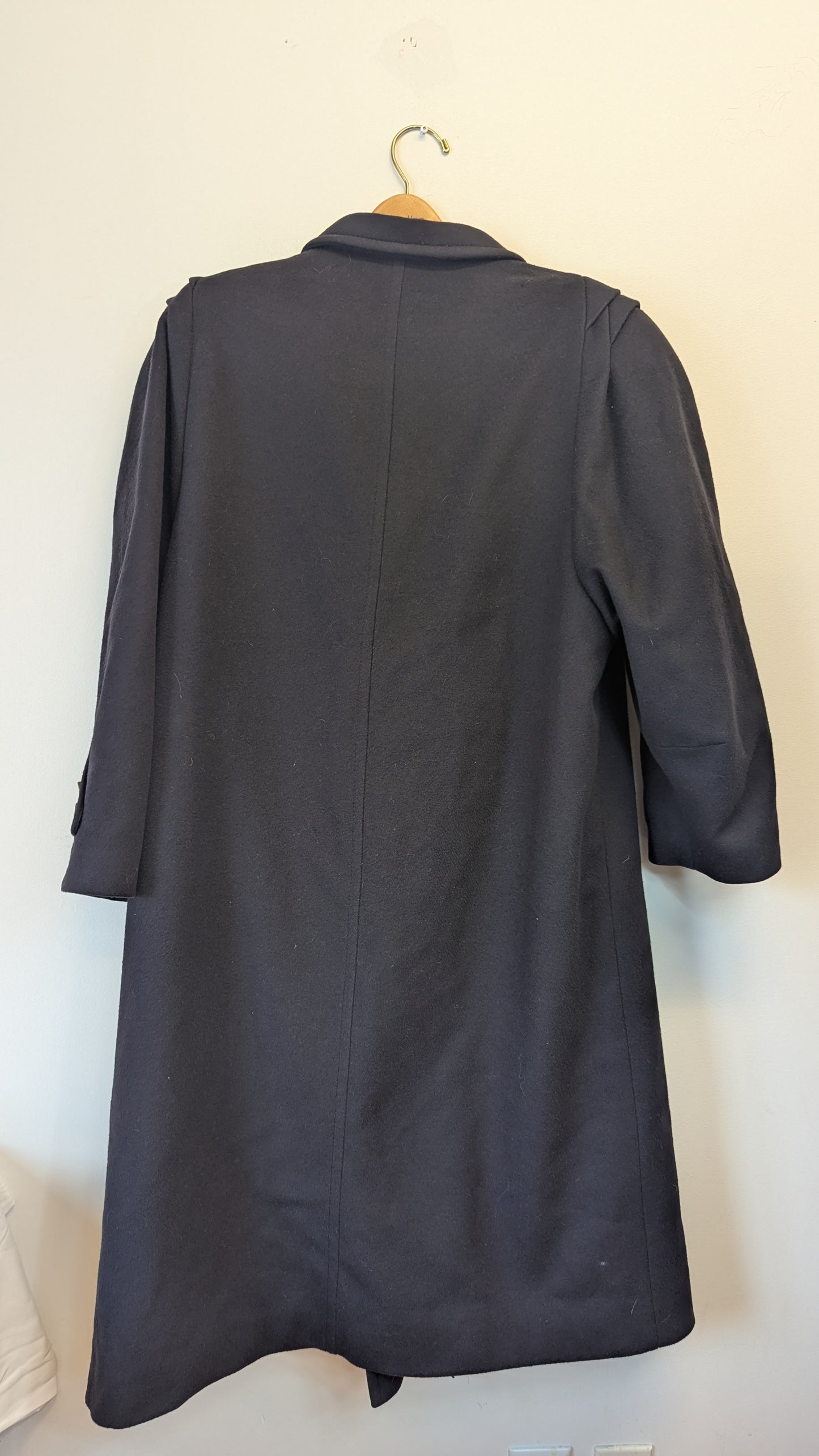 Navy Blue Double-Breasted Wool Coat Size 48