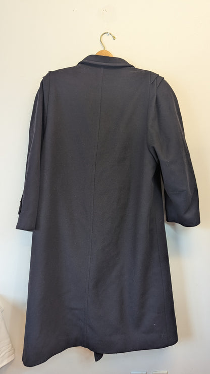 Navy Blue Double-Breasted Wool Coat Size 48