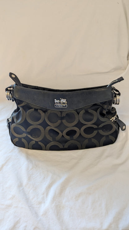Coach Signature Black Canvas Hobo Bag