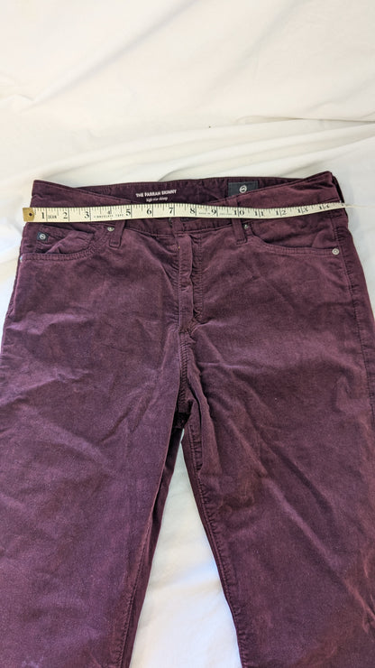 AG Adriano Goldschmied The Farrah Skinny Corduroy Pants Size 28R