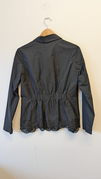 Lila Baday Black Blouse Size 10 Scalloped Hem