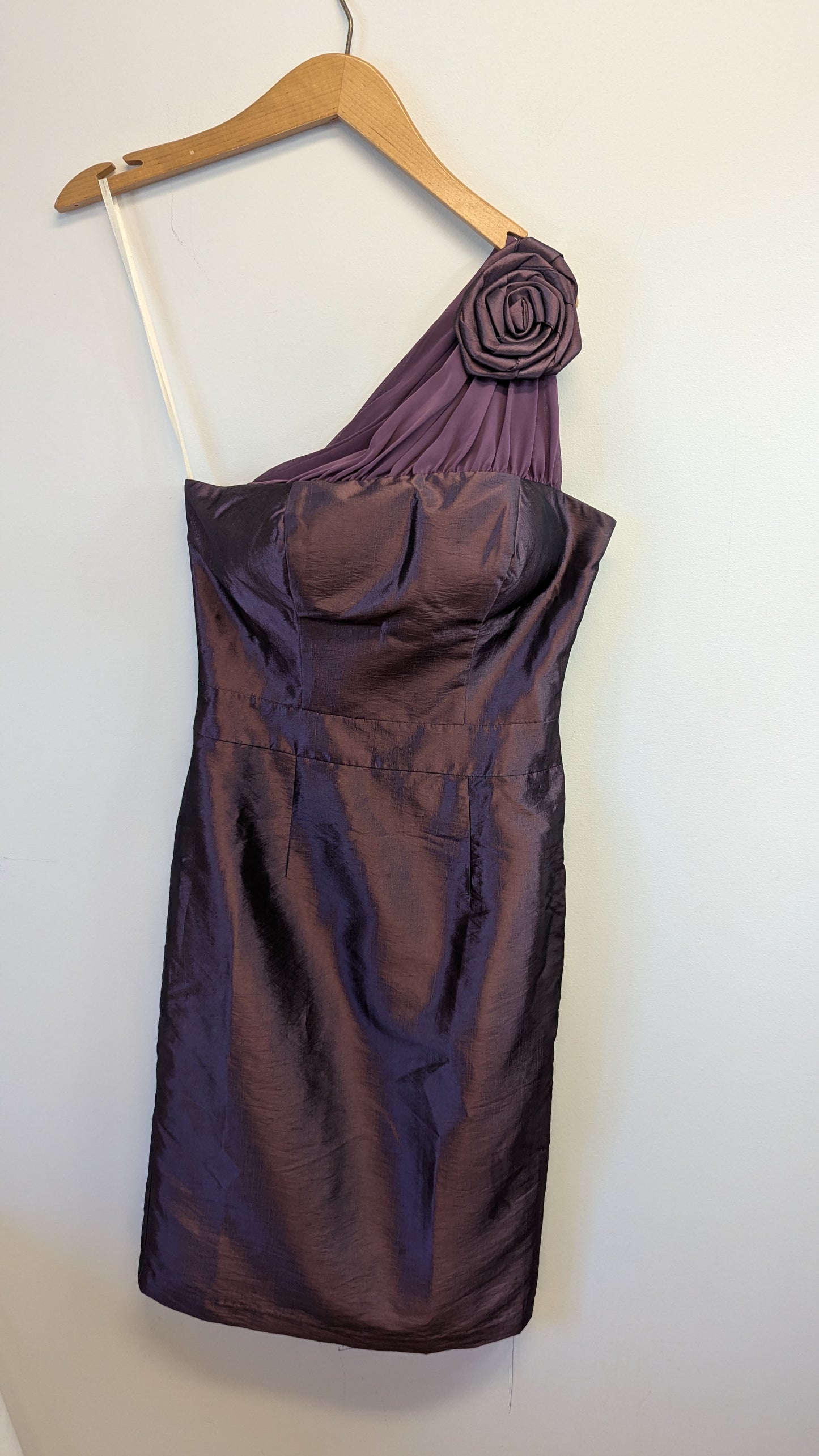 Cake Purple One Shoulder Dress S with Rose Detail
