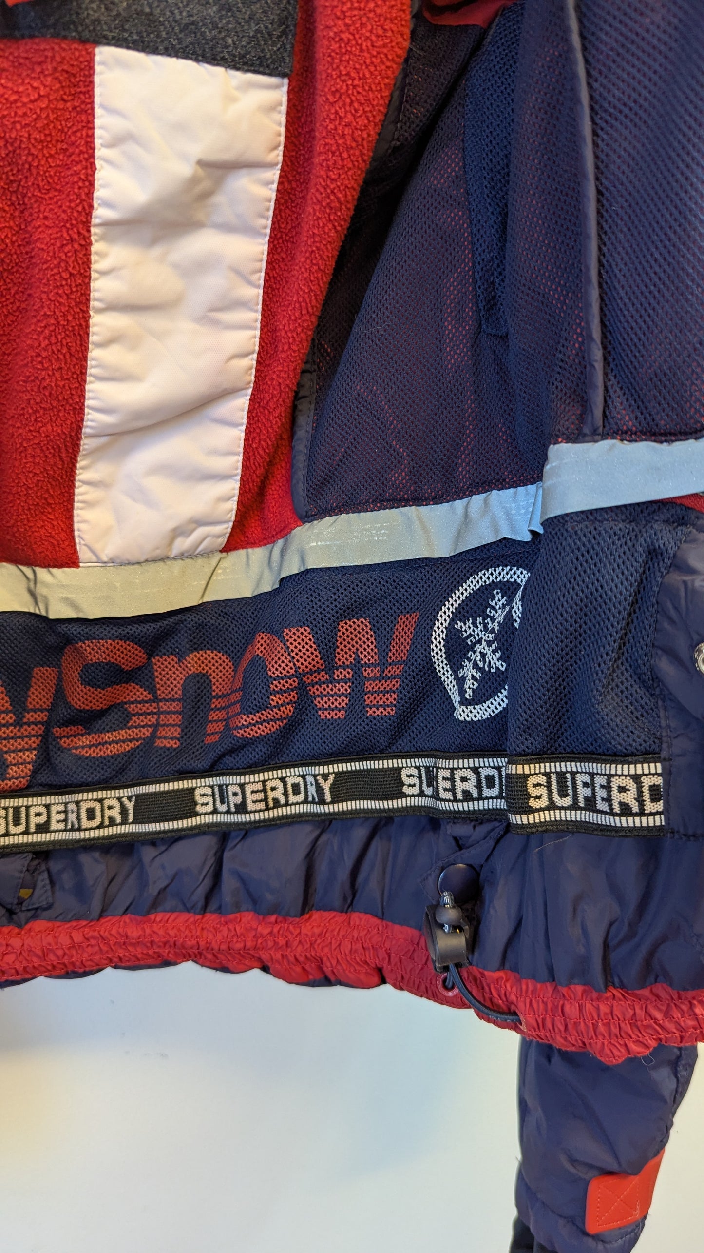 Superdry Snow Pro Navy Puffer Ski Jacket Faux Fur Hood
