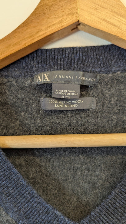 Armani Exchange XL Merino Wool V-Neck Sweater