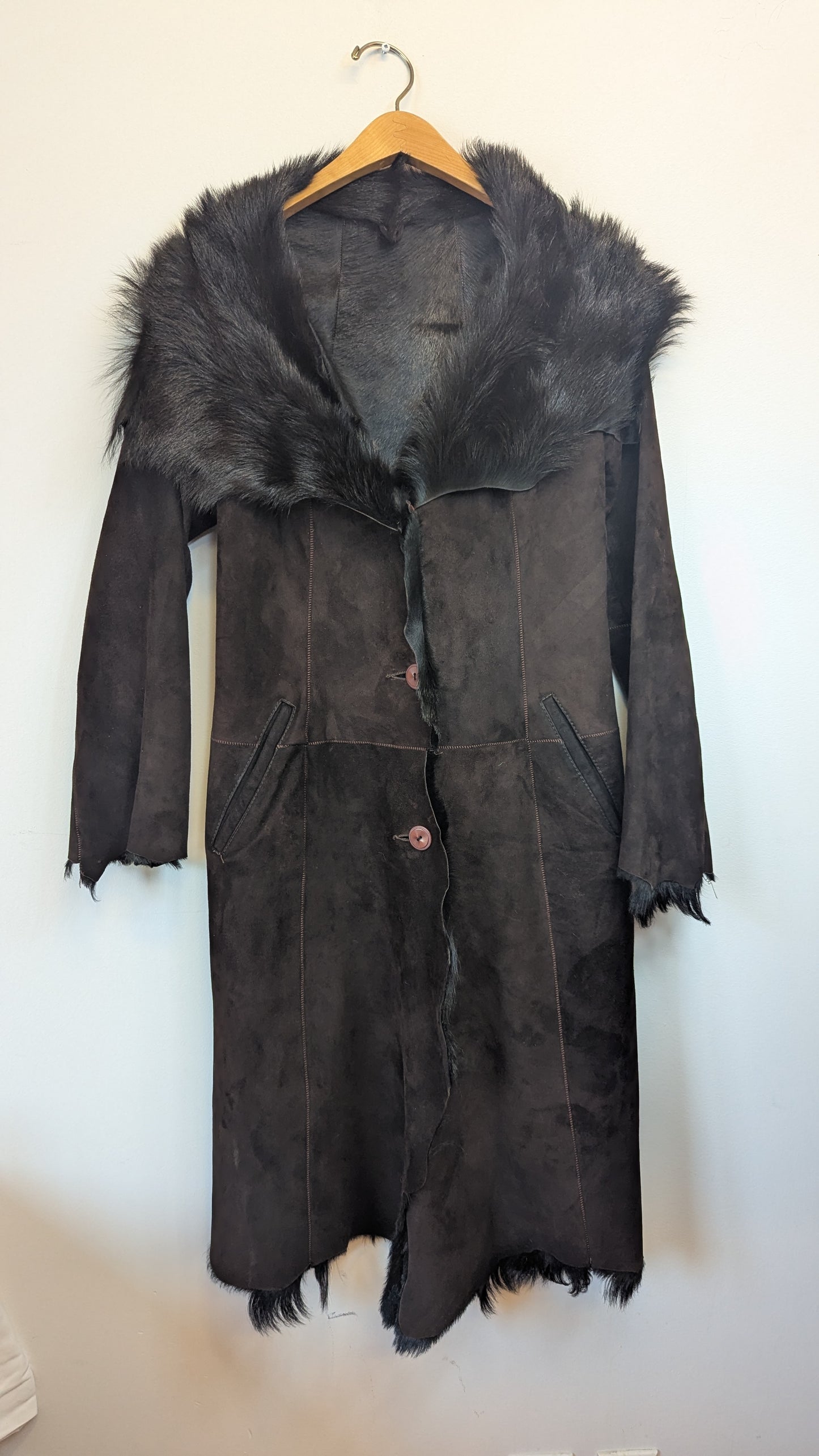 Lady & Rose Leather & Fur Long Coat - Small
