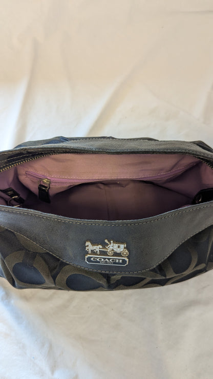 Coach Signature Black Canvas Hobo Bag