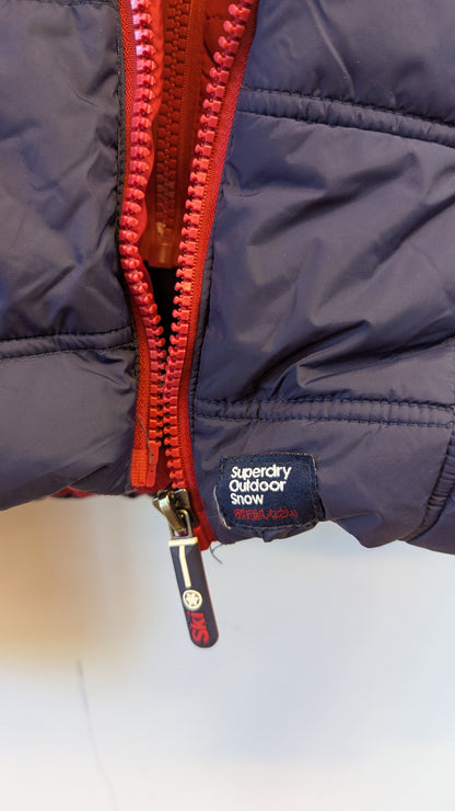 Superdry Snow Pro Navy Puffer Ski Jacket Faux Fur Hood
