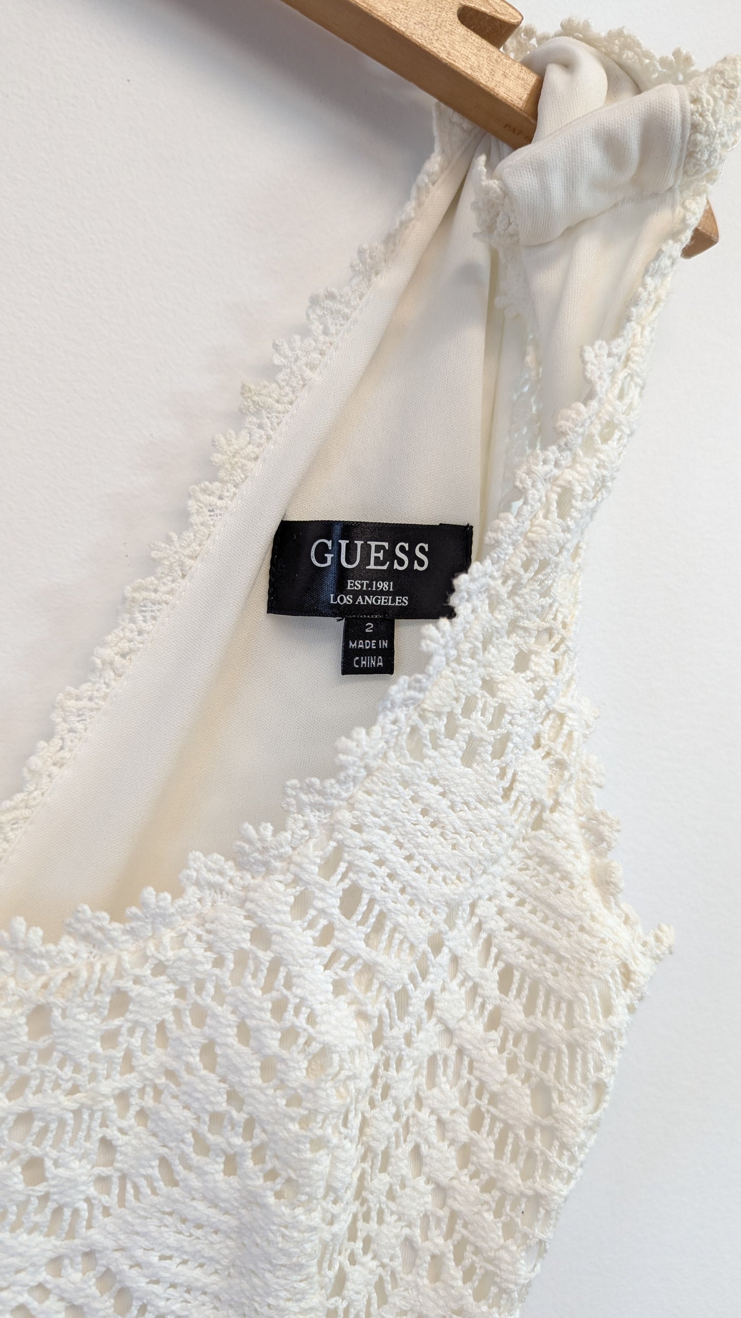 Guess White Crochet Mini Dress Size 2