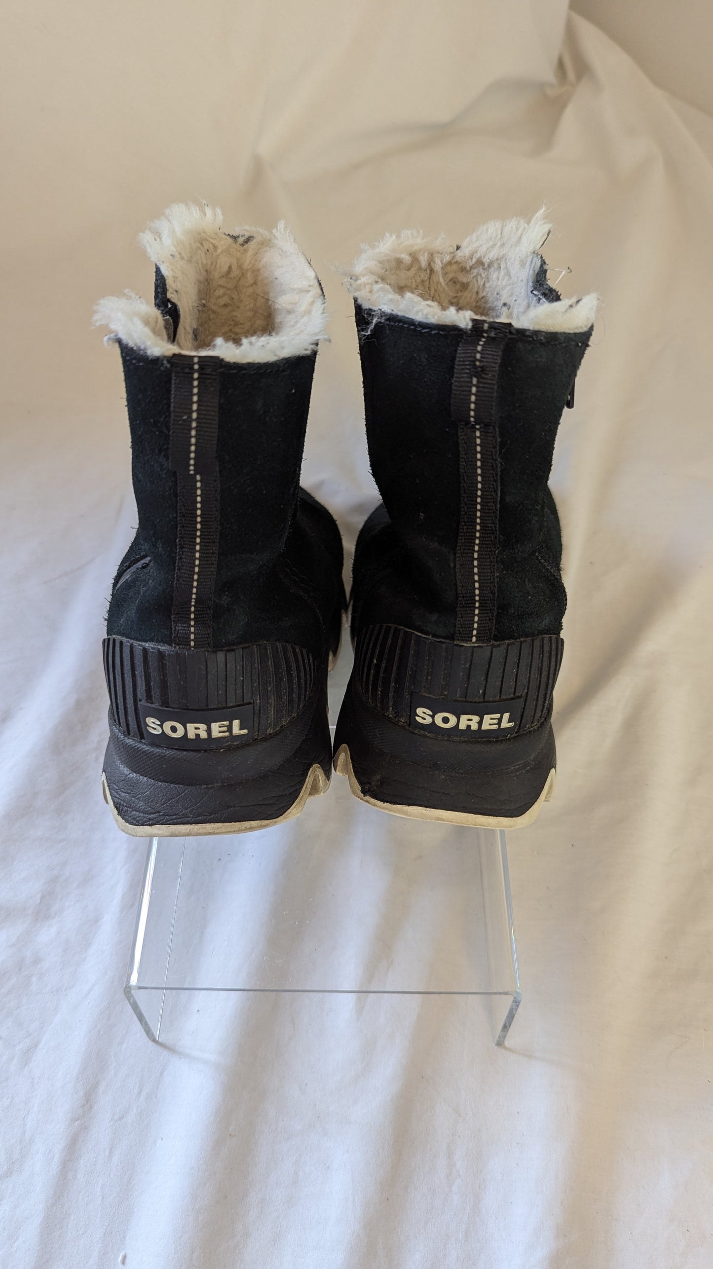 Sorel Black Suede Faux Fur Lined Ankle Boots