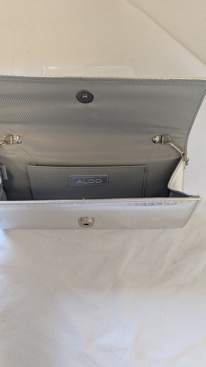 Nine West Silver Strappy Heels and Matching Clutch Set