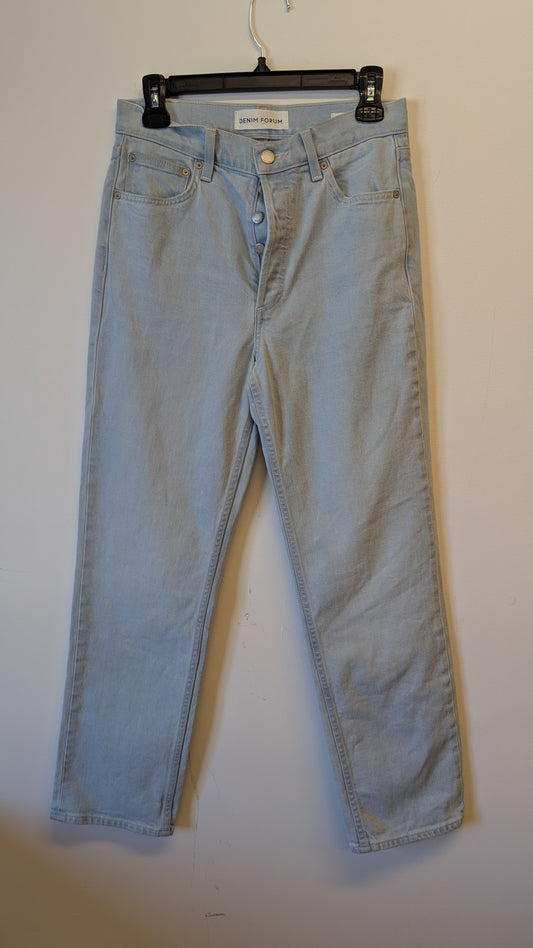 Denim Forum The Arlo High Rise Straight Jeans 27 28L Light Wash